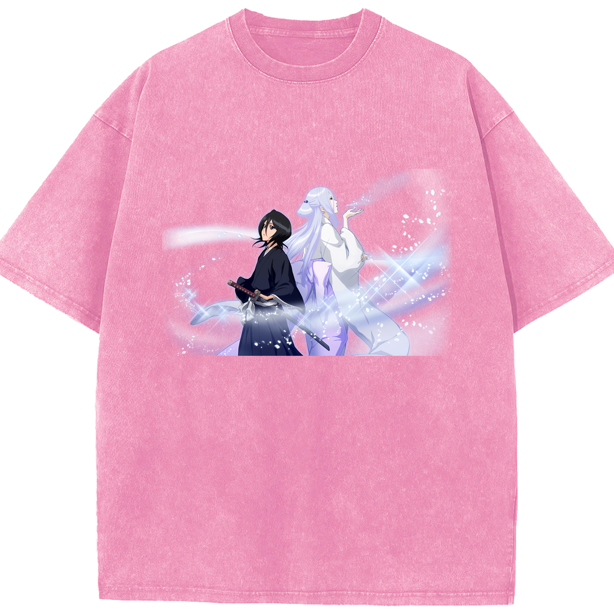 （画像用） ブリーチ 朽木ルキア BLEACH Kuchiki Rukia 綿100% ヴィンテージ風 半袖Tシャツ（フロントプリント）